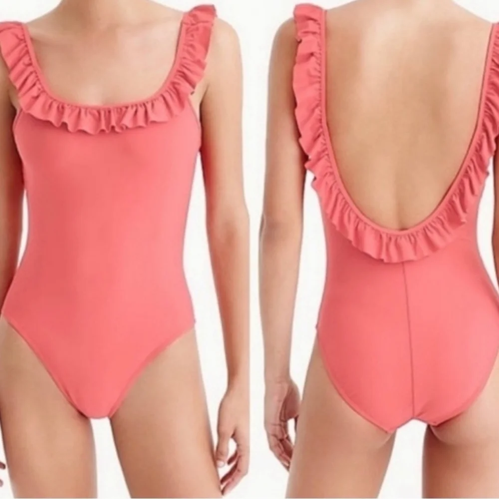 J.Crew Swimsuit Ruffled scoopback One piece size 2 NWT